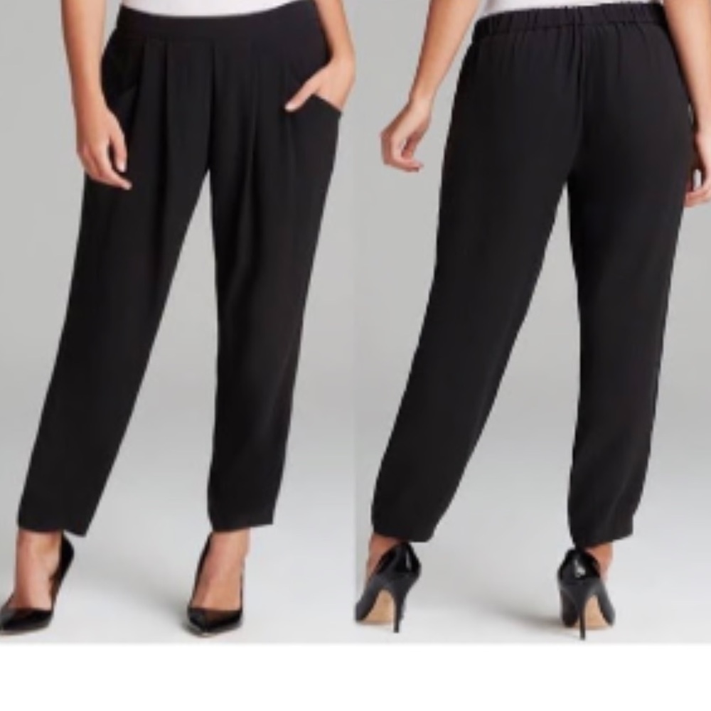 NWT Eileen Fisher Black Silk Slouchy Harem Pants L